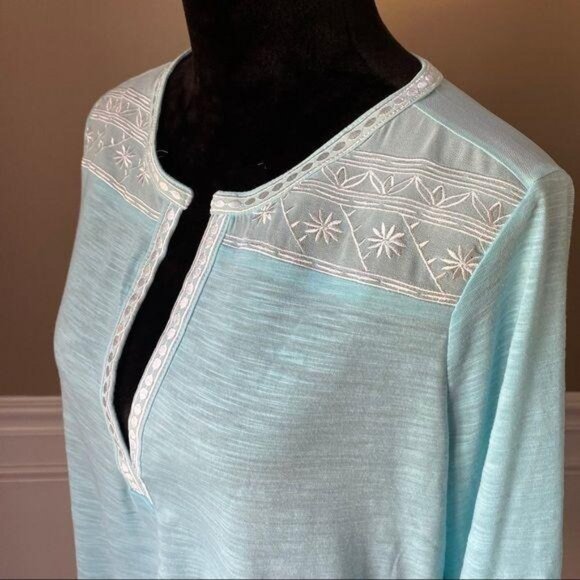 URBAN CO Cotton Size Small Oversized 3/4 Sleeve Top EMBRIODERED - Picture 2 of 8